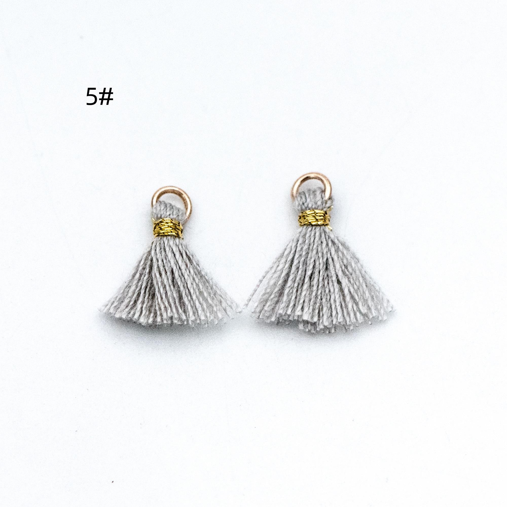10pcs Cotton Tassel Charm Pendants 14mm, Grey (FB-031-5)